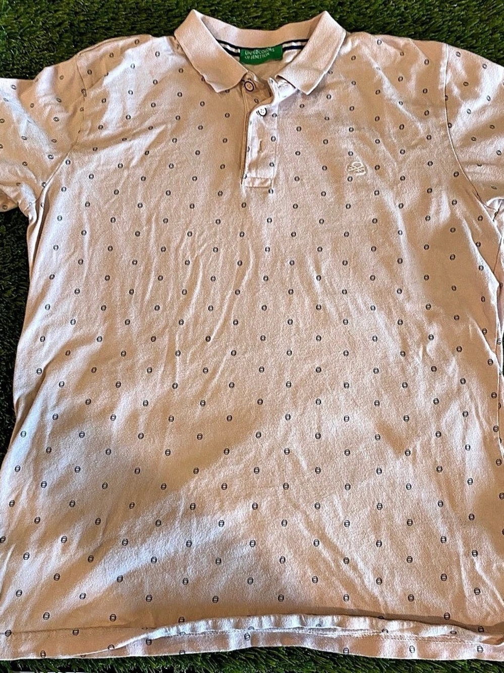 United Colors of Benetton Geometric Print Cotton Polo Shirt Men's Patterned L